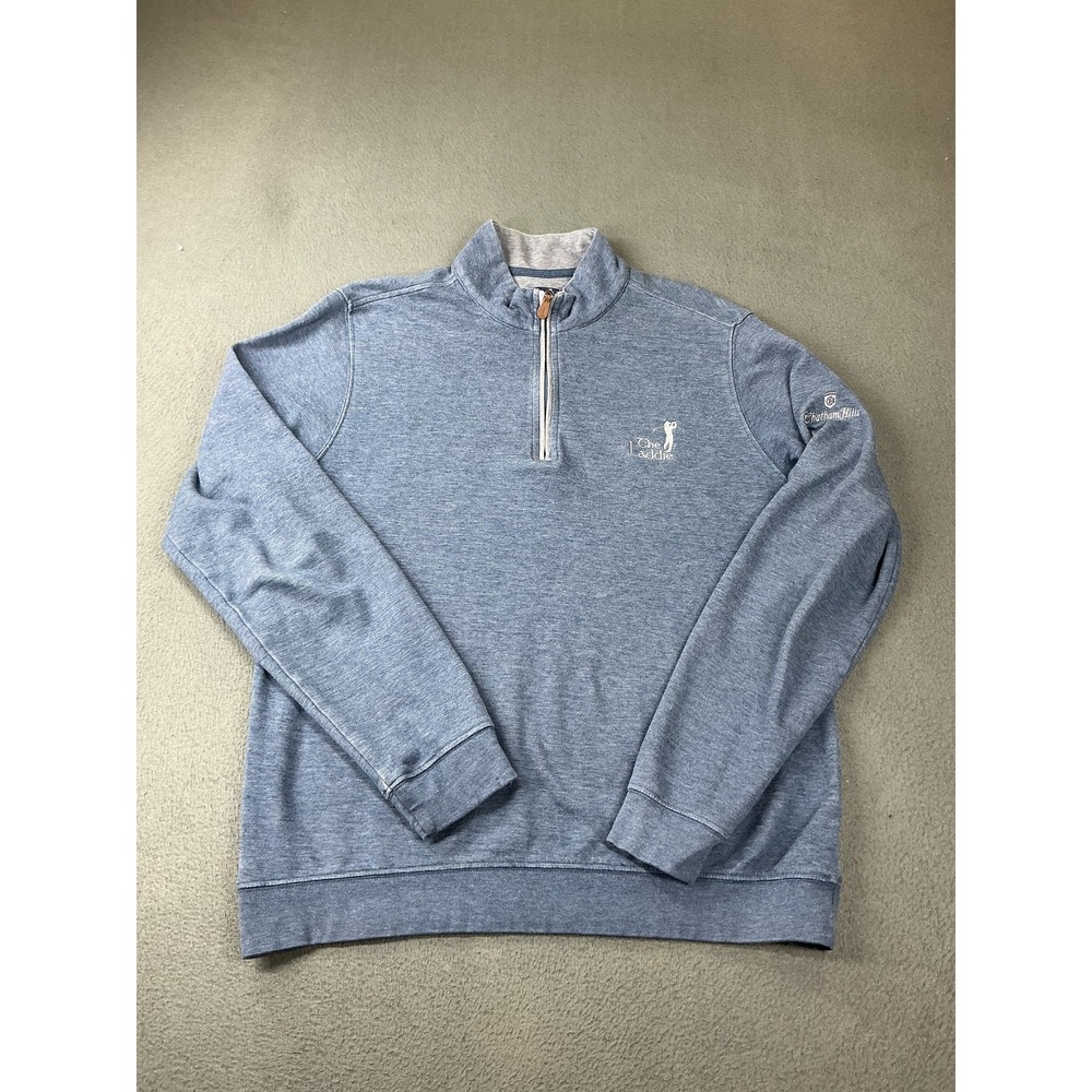 Johnnie-O Sweatshirt Mens M Blue Pullover 1/4 Zip Mock Neck Embroidered Logo